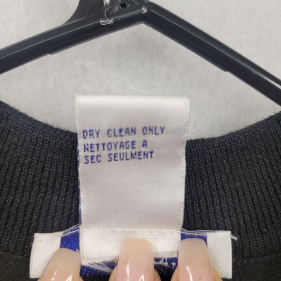 90s Robert Scott Ltd VTG Black Velvet Cardigan S Wool Rayon Decorative Buttons - Picture 7 of 10